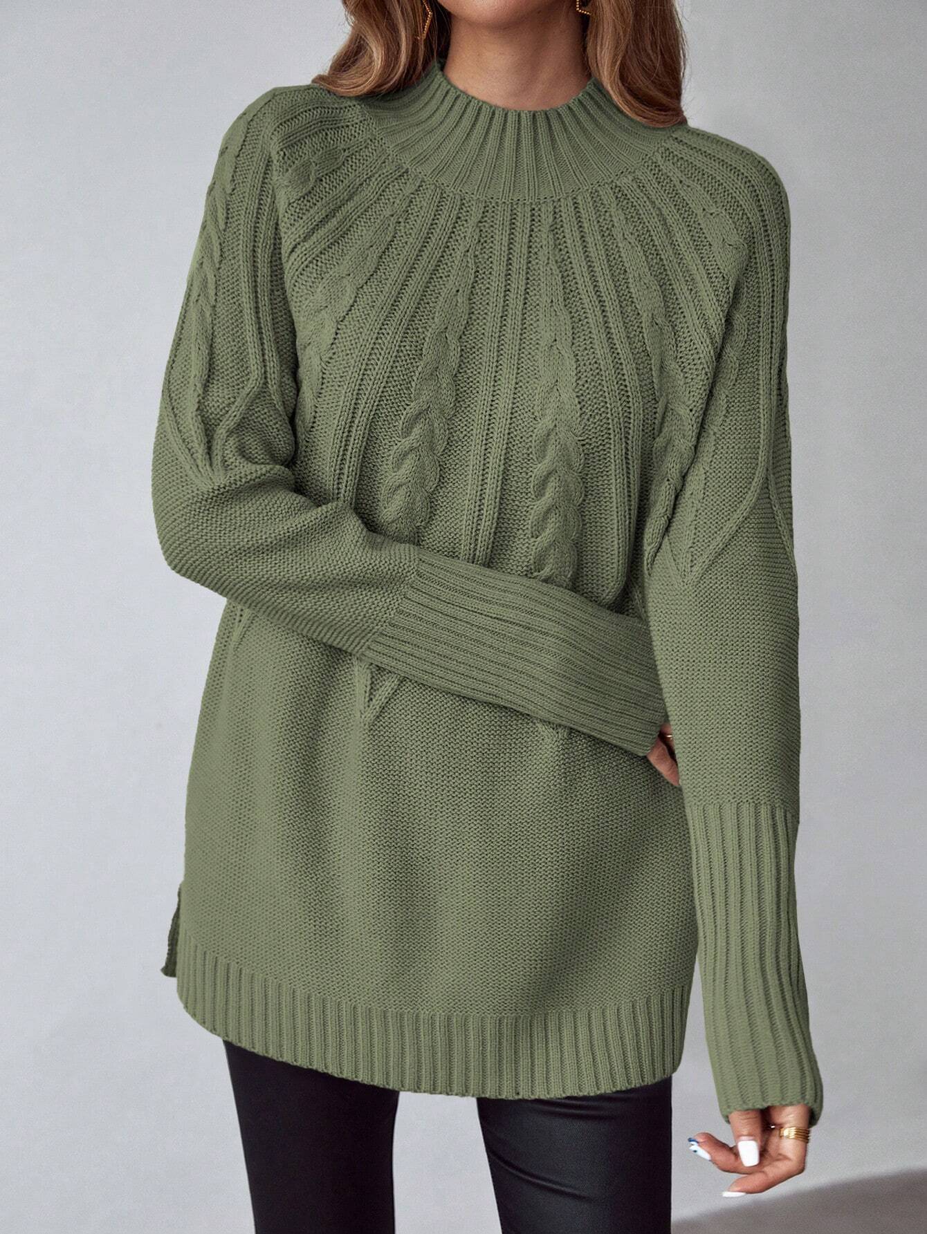 SHEIN LUNE Women's Solid Color Crew Neck Long Sleeve Casual Sweater,Long Sleeve Tops Knit Pullover Fall Winter Outfit