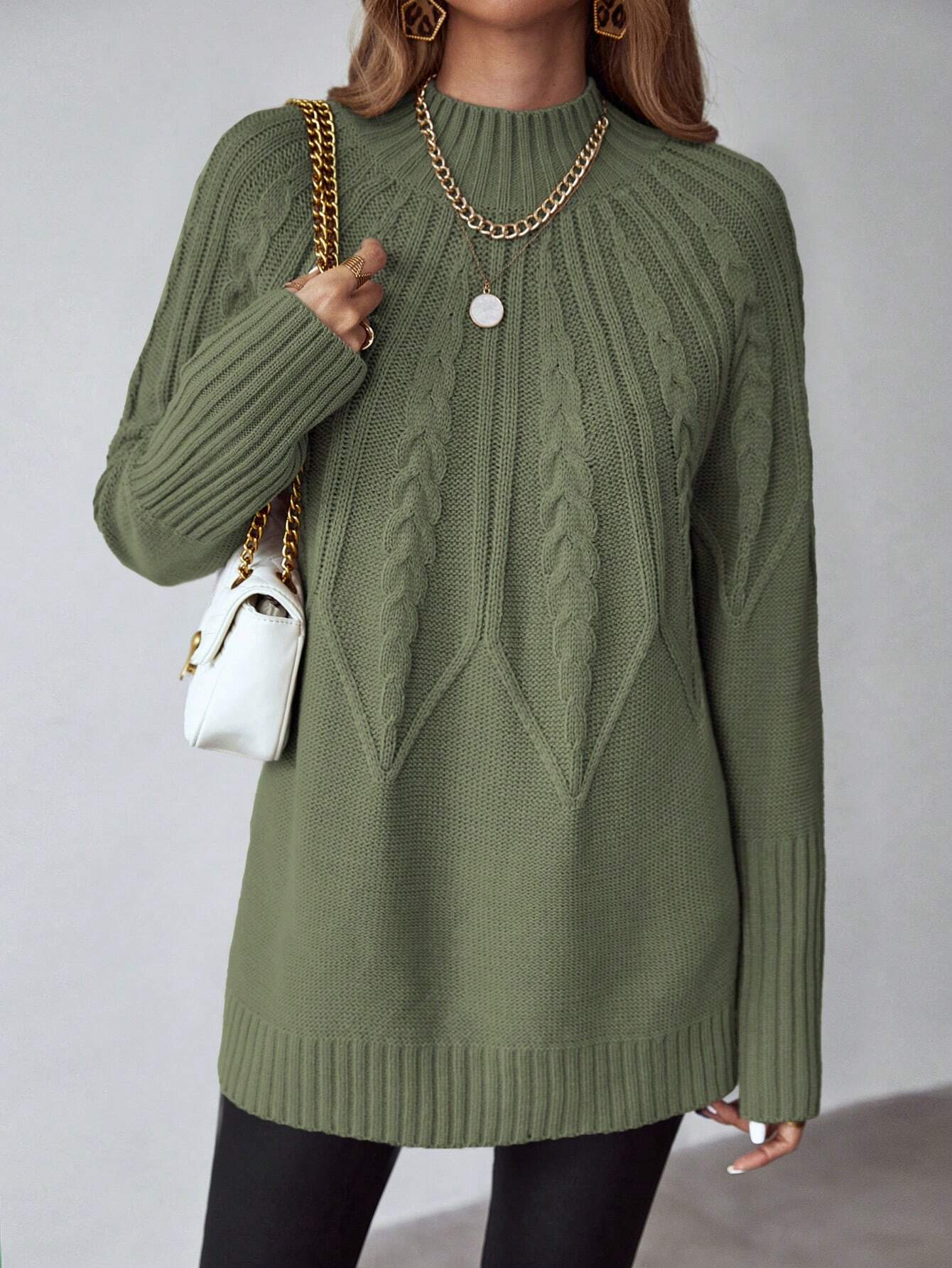 SHEIN LUNE Women's Solid Color Crew Neck Long Sleeve Casual Sweater,Long Sleeve Tops Knit Pullover Fall Winter Outfit