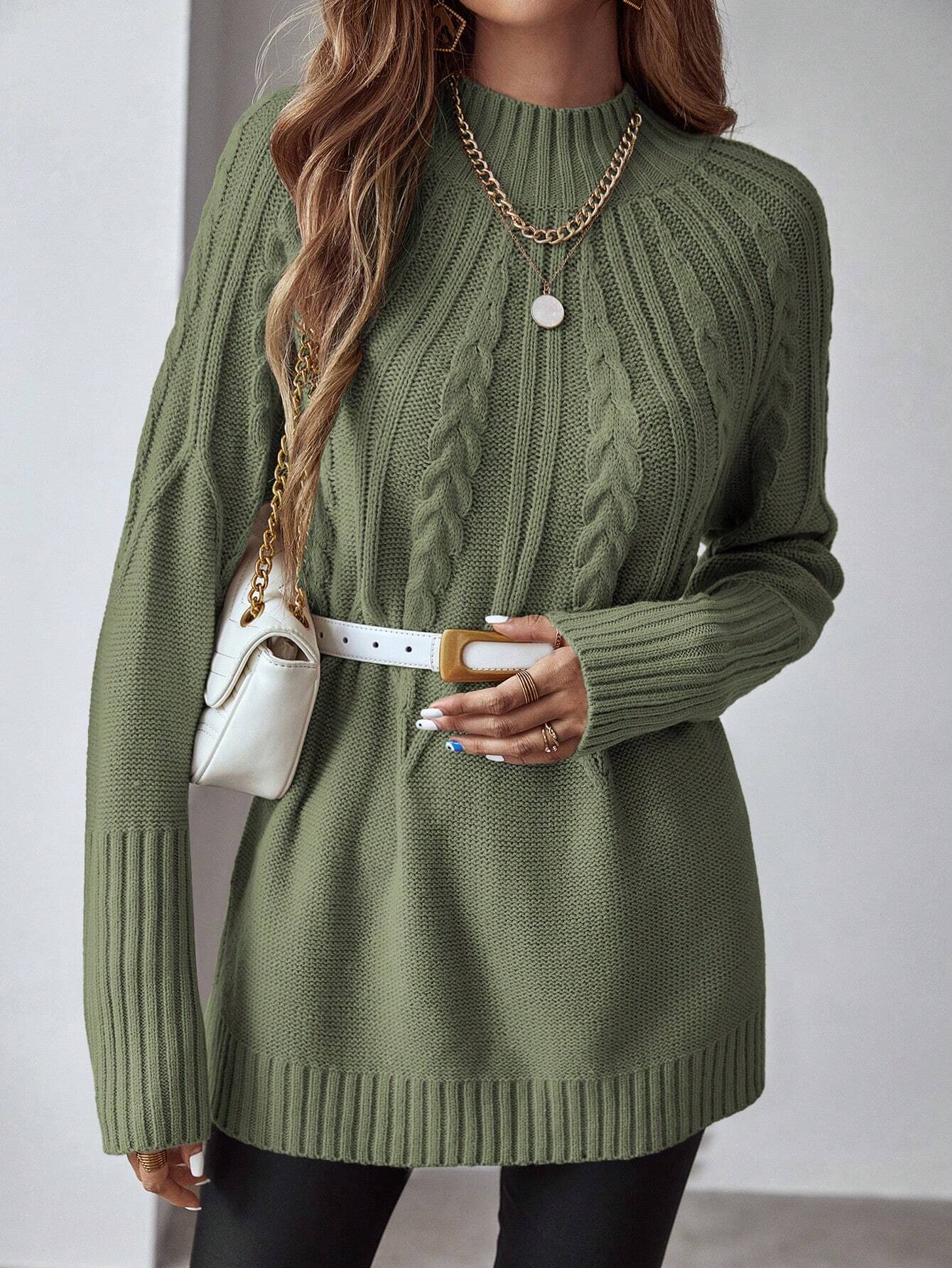 SHEIN LUNE Women's Solid Color Crew Neck Long Sleeve Casual Sweater,Long Sleeve Tops Knit Pullover Fall Winter Outfit