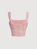  | SHEIN MOD Allover Floral Print Ruched Wide Straps Top | Tee | Shein | OneHub
