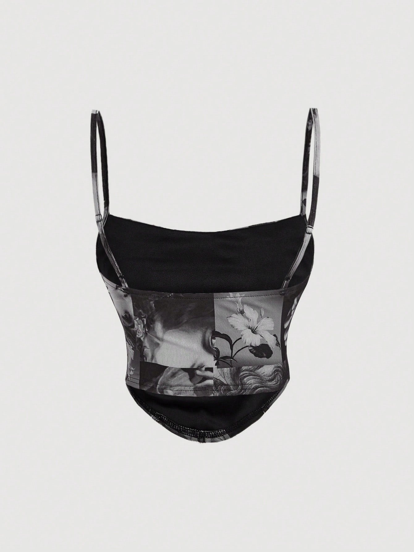  | SHEIN MOD Ruched Front Vintage Print Autumn Retro Cami Top | Tee | Shein | OneHub