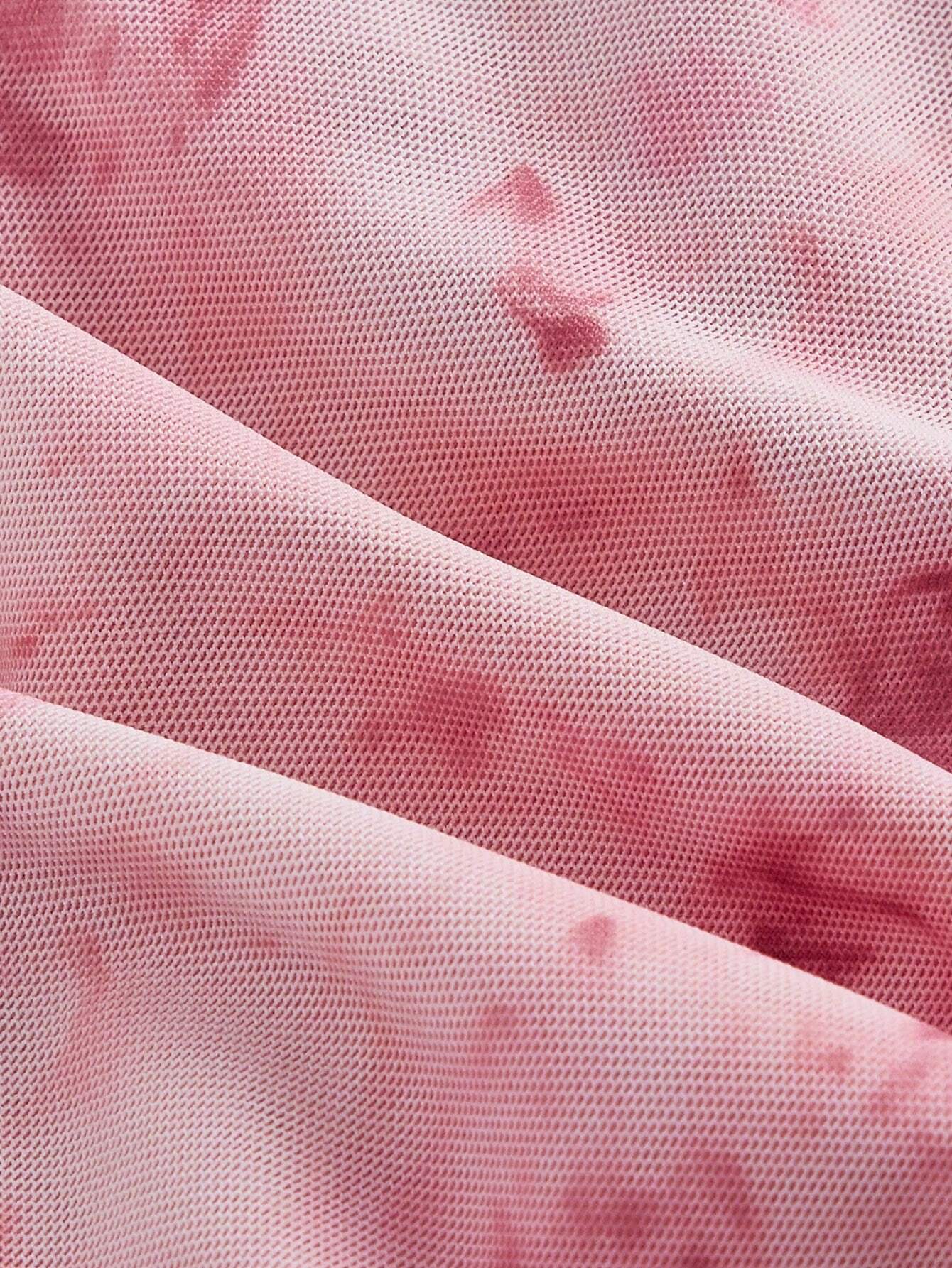  | SHEIN MOD Women Pink Romantic Printed Lettuce Trim Tie Front Button Down Summer T-Shirt | Tee | Shein | OneHub