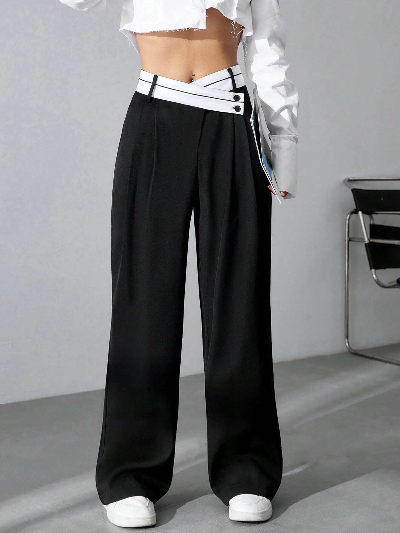  | SHEIN MOOSTA Women's Color Block Wide Leg Pants | Pants | Shein | OneHub