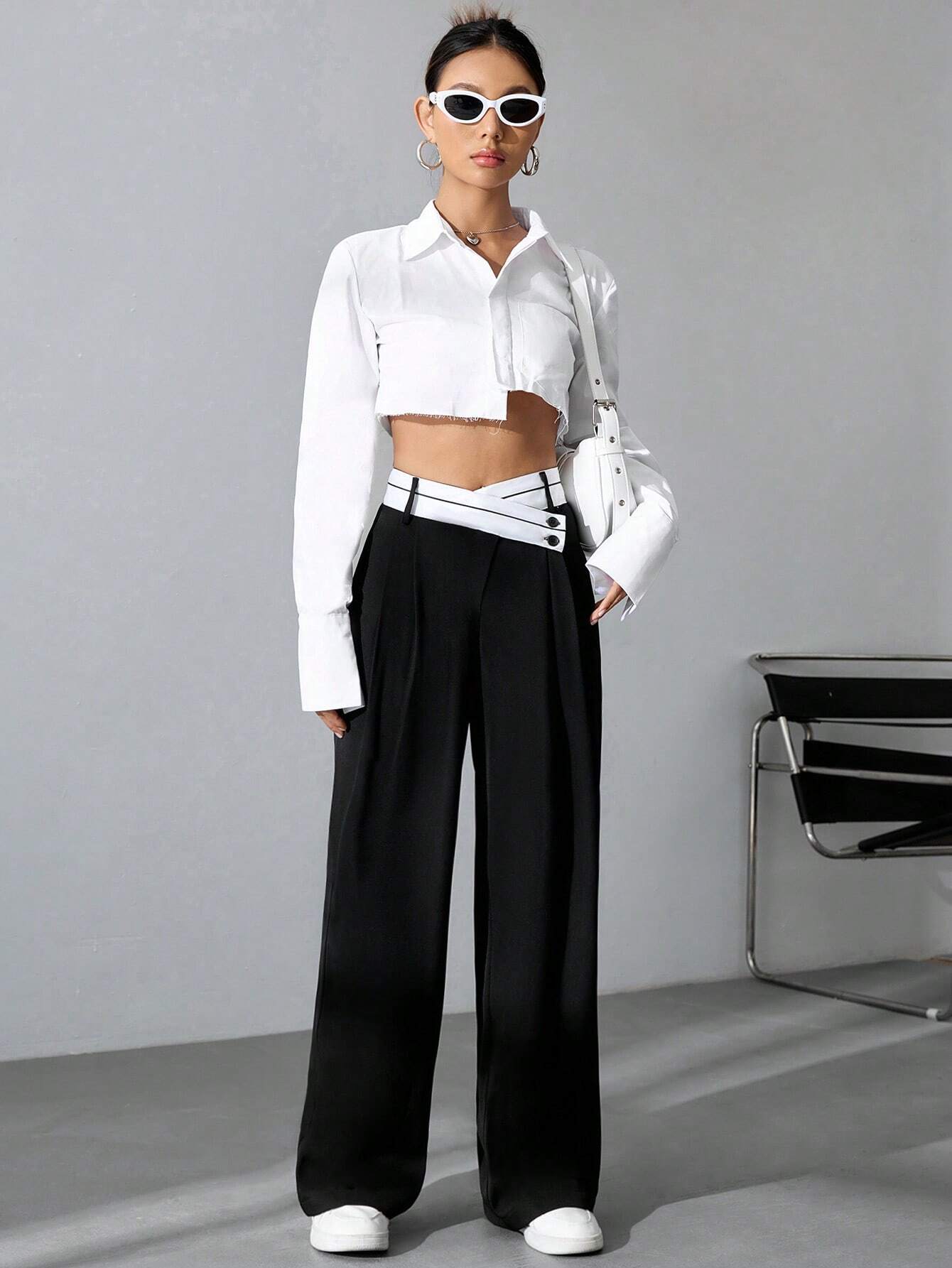  | SHEIN MOOSTA Women's Color Block Wide Leg Pants | Pants | Shein | OneHub