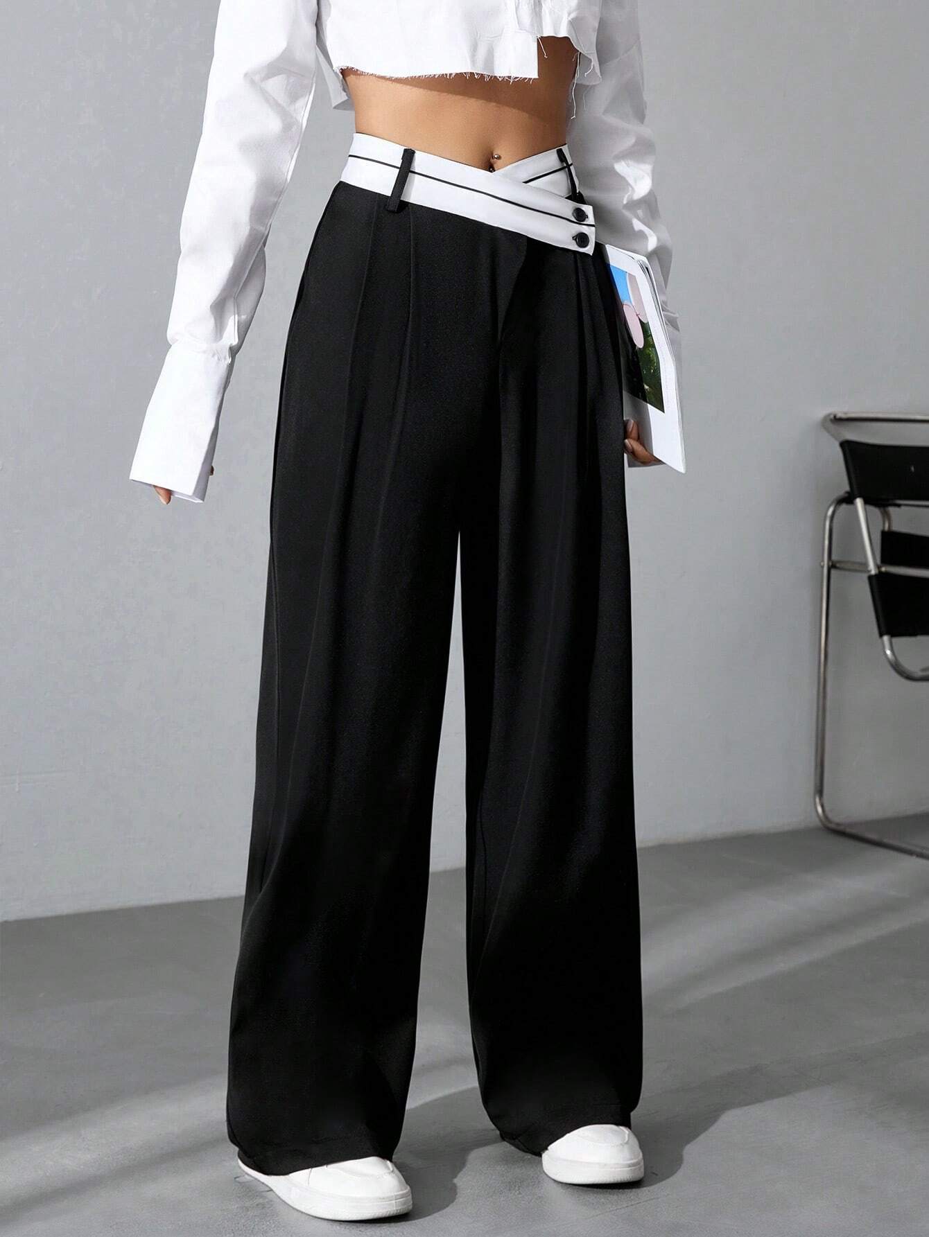  | SHEIN MOOSTA Women's Color Block Wide Leg Pants | Pants | Shein | OneHub