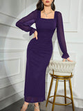  | SHEIN Modely 1pc Women Elegant Solid Color Fishtail Style Bodycon Long Dress, Autumn | Dress | Shein | OneHub