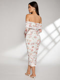 | SHEIN Modely Allover Floral Print Off Shoulder Ruched Dress | Dress | Shein | OneHub
