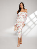  | SHEIN Modely Allover Floral Print Off Shoulder Ruched Dress | Dress | Shein | OneHub