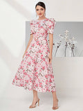  | SHEIN Modely Allover Floral Print Puff Sleeve Belted Dress | Dress | Shein | OneHub