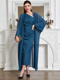 | SHEIN Modely Batwing Sleeve Coat & One Shoulder Ruched Dress | Dress | Shein | OneHub