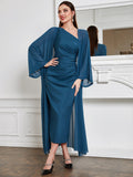  | SHEIN Modely Batwing Sleeve Coat & One Shoulder Ruched Dress | Dress | Shein | OneHub
