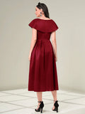 | SHEIN Modely Burgundy Red Twist Front Fold Pleated Dress Maxi Women Outfit Long Evening Dresses | Dress | Shein | OneHub