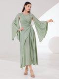  | SHEIN Modely Cloak Sleeve Knot Side Green Modest Dress | Dress | Shein | OneHub