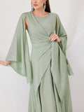  | SHEIN Modely Cloak Sleeve Knot Side Green Modest Dress | Dress | Shein | OneHub