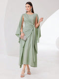  | SHEIN Modely Cloak Sleeve Knot Side Green Modest Dress | Dress | Shein | OneHub