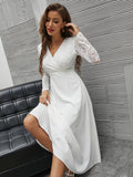  | SHEIN Modely Contrast Lace Surplice Neck A-line Dress | Dress | Shein | OneHub