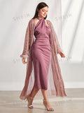  | SHEIN Modely Contrast Sequin Fuzzy Cuff Coat & Bodycon Dress | Dress | Shein | OneHub