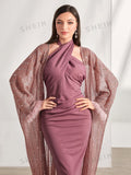  | SHEIN Modely Contrast Sequin Fuzzy Cuff Coat & Bodycon Dress | Dress | Shein | OneHub