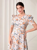  | SHEIN Modely Floral Print Puff Sleeve Dress | Dress | Shein | OneHub