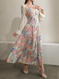  | SHEIN Modely Floral Printed Patchwork Dress With Sweetheart Neckline And Waist Tie | Dress | OneHub | OneHub