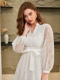  | SHEIN Modely Lantern Sleeve Belted Lace Dress | Dress | Shein | OneHub