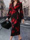  | SHEIN Modely Long Sleeve V-Neck Allover Floral Print Casual Dress | Dress | Shein | OneHub