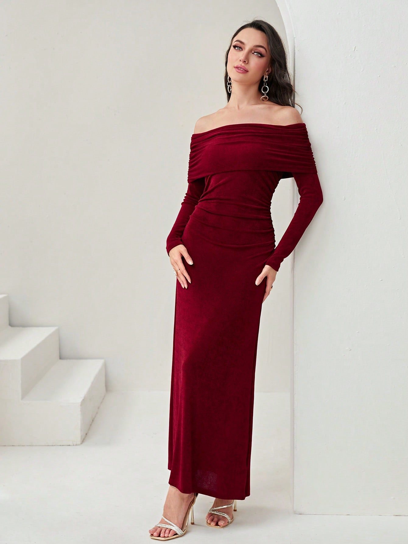  | SHEIN Modely Off Shoulder Ruched Side Split Thigh Dress | Dress | Shein | OneHub