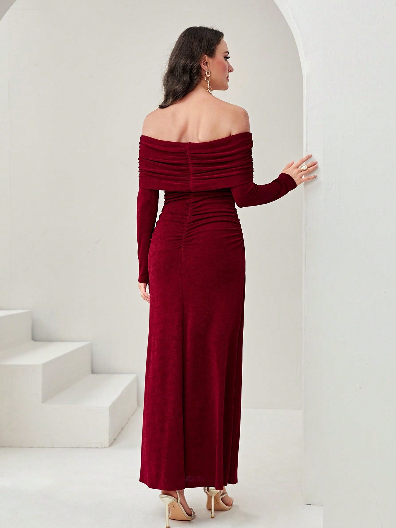  | SHEIN Modely Off Shoulder Ruched Side Split Thigh Dress | Dress | Shein | OneHub