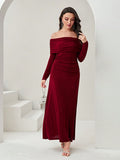  | SHEIN Modely Off Shoulder Ruched Side Split Thigh Dress | Dress | Shein | OneHub