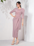  | SHEIN Modely Puff Sleeve Draped Side Wrap Hem Dress | Dress | Shein | OneHub
