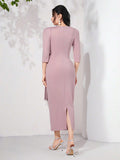  | SHEIN Modely Puff Sleeve Draped Side Wrap Hem Dress | Dress | Shein | OneHub