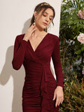  | SHEIN Modely Ruched Ruffle Trim Split Thigh Dress | Dress | Shein | OneHub