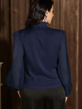  | SHEIN Modely Solid Color Lantern Sleeve V-neck Long-sleeved Shirt | Blouse | Shein | OneHub