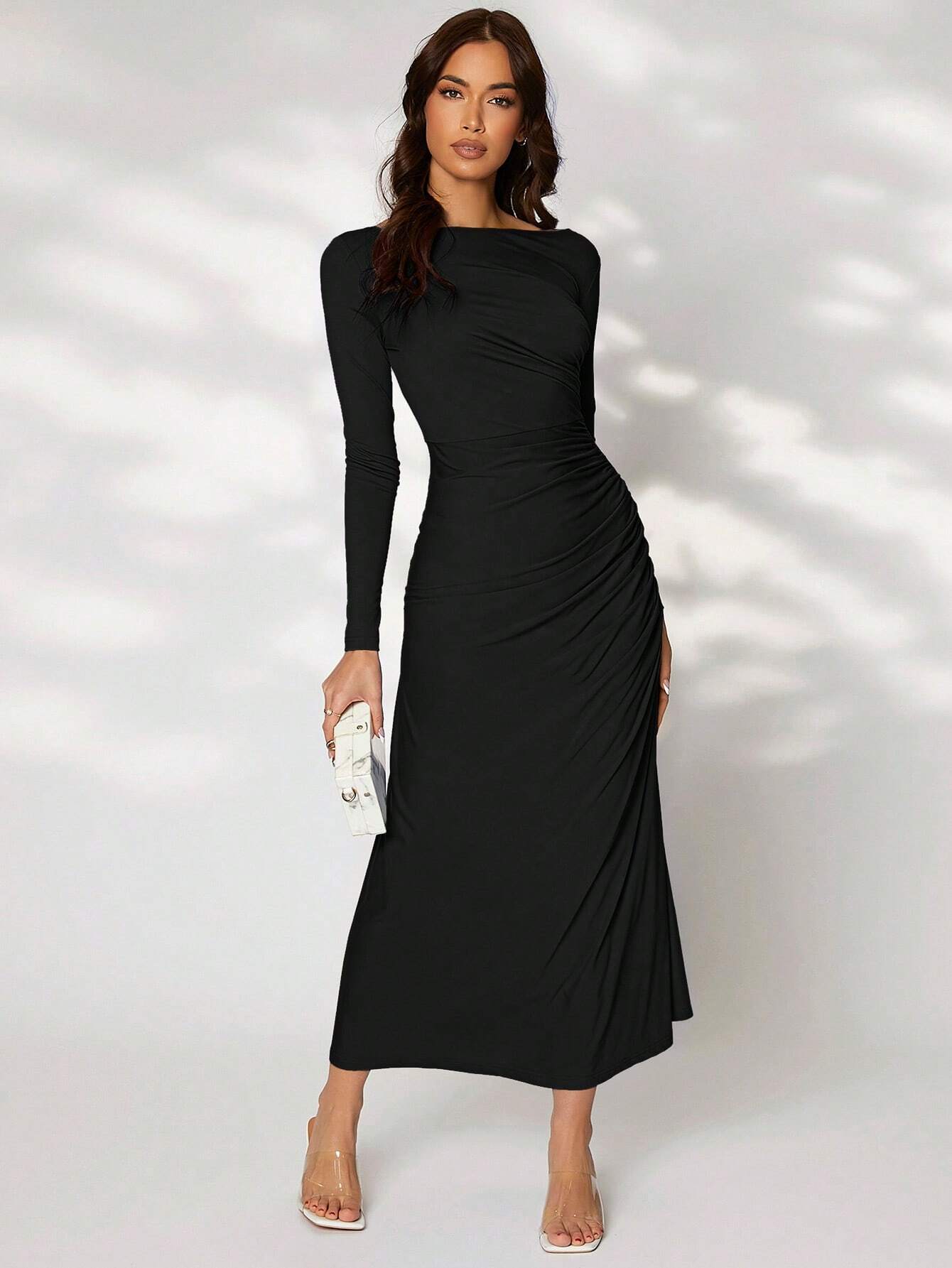  | SHEIN Modely Solid Ruched Side Dress | Dress | Shein | OneHub