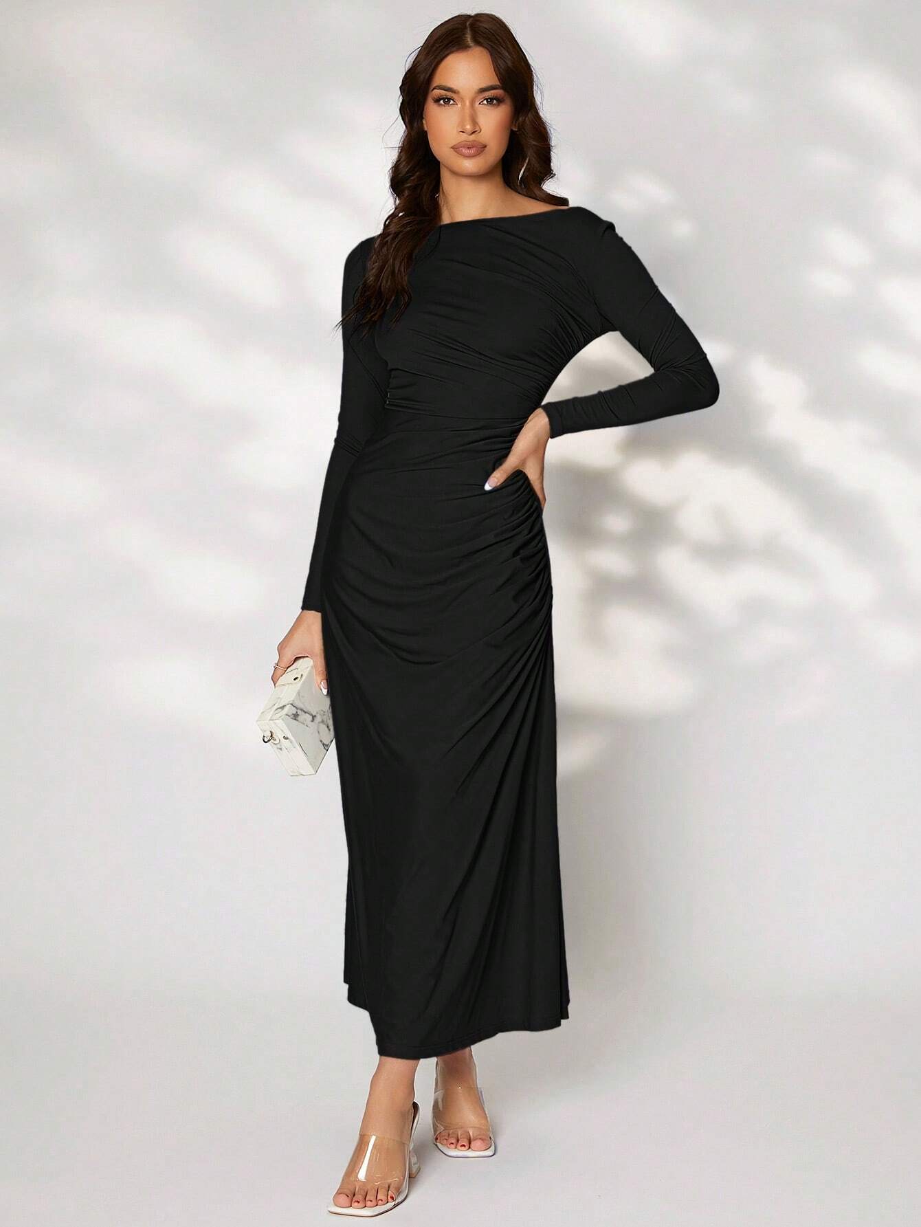  | SHEIN Modely Solid Ruched Side Dress | Dress | Shein | OneHub