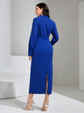  | SHEIN Modely Solid Ruched Split Back Dress | Dress | Shein | OneHub