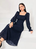  | SHEIN Modely Square Neck Flounce Sleeve A-line Dress | Dress | Shein | OneHub