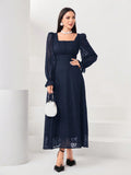  | SHEIN Modely Square Neck Flounce Sleeve A-line Dress | Dress | Shein | OneHub