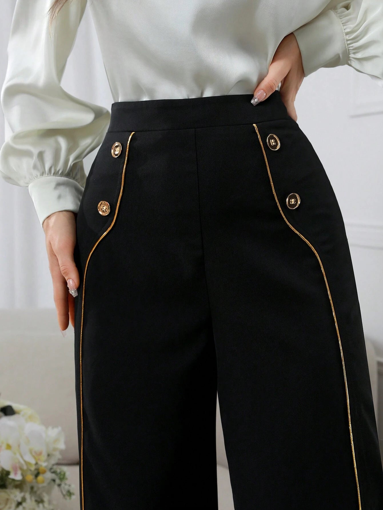  | SHEIN Modely Women's Casual Color-Block Wide-Leg Pants With Rolled Edge | Pants | Shein | OneHub