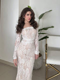  | SHEIN Modely Women's Solid Color Elegant Lace Decorated Long Sleeve Dress | Dress | Shein | OneHub