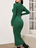  | SHEIN Modely Women's Solid Color Simple Long Sleeve Knit Sweater Dress | Dress | Shein | OneHub