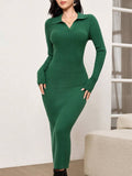  | SHEIN Modely Women's Solid Color Simple Long Sleeve Knit Sweater Dress | Dress | Shein | OneHub