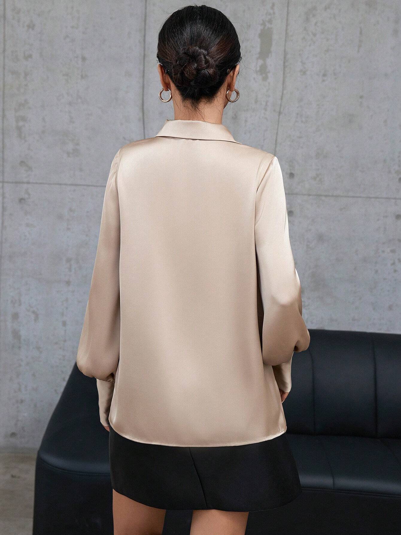  | SHEIN Modichic Solid Color Long-sleeved Shirt With Hollow Button Placket On The Front | Blouse | Shein | OneHub