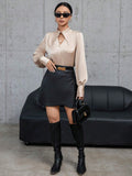  | SHEIN Modichic Solid Color Long-sleeved Shirt With Hollow Button Placket On The Front | Blouse | Shein | OneHub