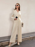  | SHEIN Modichic Women's Elegant Commuter All-Match Lapel Metal Button Cinched Waist Long Sleeve Jumpsuit | Jumpsuit | Shein | OneHub