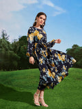  | SHEIN Mulvari Floral Print Lantern Sleeve Belted Dress | Dress | Shein | OneHub