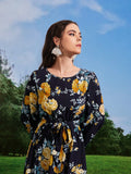  | SHEIN Mulvari Floral Print Lantern Sleeve Belted Dress | Dress | Shein | OneHub