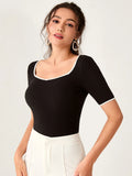  | SHEIN Mulvari Sweetheart Neck Ringer Tee | Top | Shein | OneHub