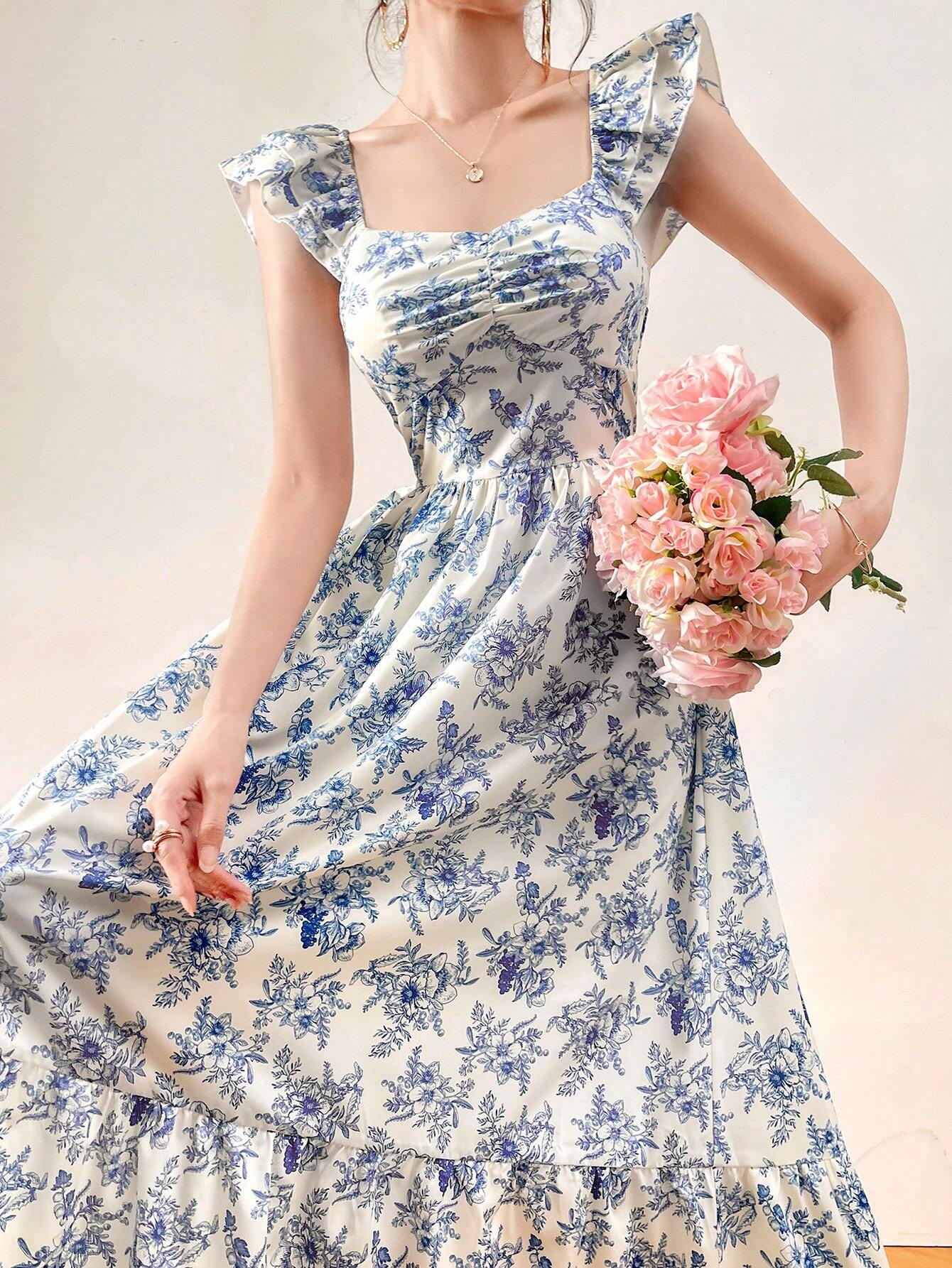  | SHEIN Mulvari Women's Fashionable Floral Print Batwing Sleeve Dress | Dress | Shein | OneHub