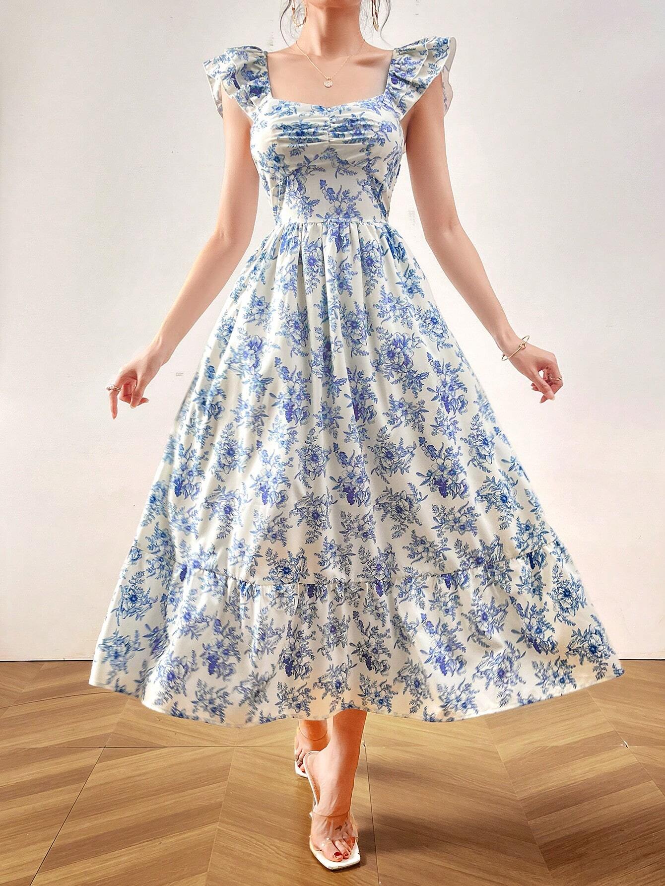  | SHEIN Mulvari Women's Fashionable Floral Print Batwing Sleeve Dress | Dress | Shein | OneHub